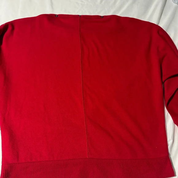 NWT Vince Camuto Holiday Sweater Tulip Red Size XS Loose Fit Snap Collar Closure - Picture 8 of 14